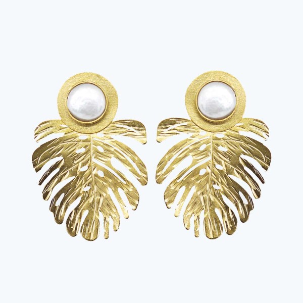 Leaf earrings in 18K licked gold